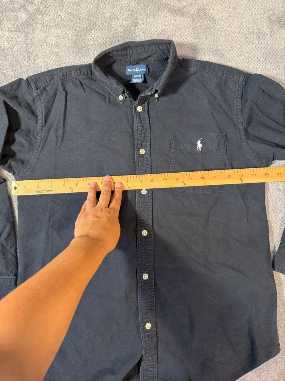 Ralph Lauren Boys Large16/18 Black Cotton Button Down Oxford Shirt Pony Logo